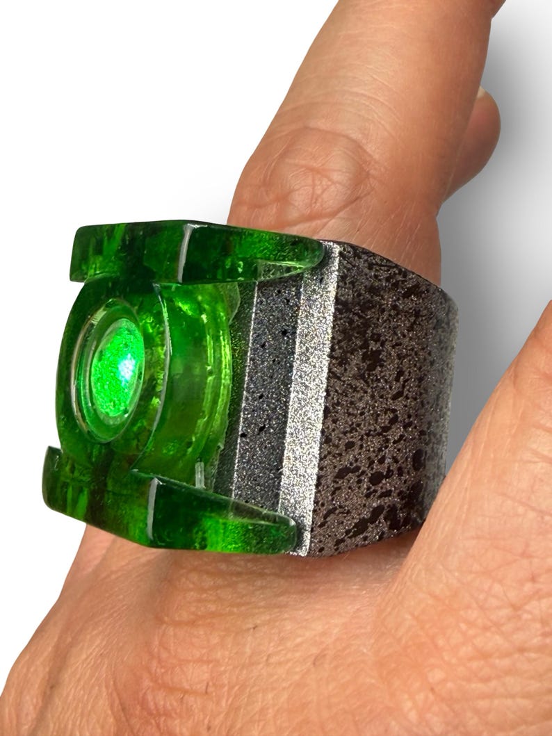 Light up Guy G. Lantern Ring – Inspired by the New Super Hero Movie – Comics Replica Cosplay Prop - Emerald Power Ring With Stand